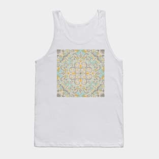 Gypsy Floral in Soft Neutrals, Grey & Yellow on Sage Tank Top